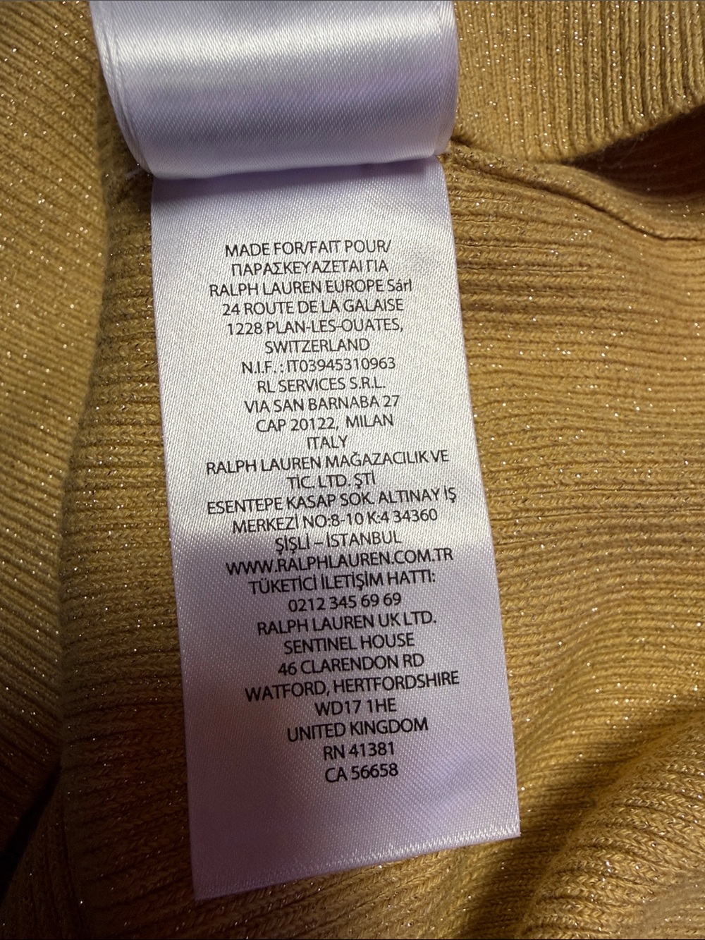 Lauren Ralph Lauren Gold shimmery Turtleneck ribbed knit long sleeve top - Picture 7 of 8